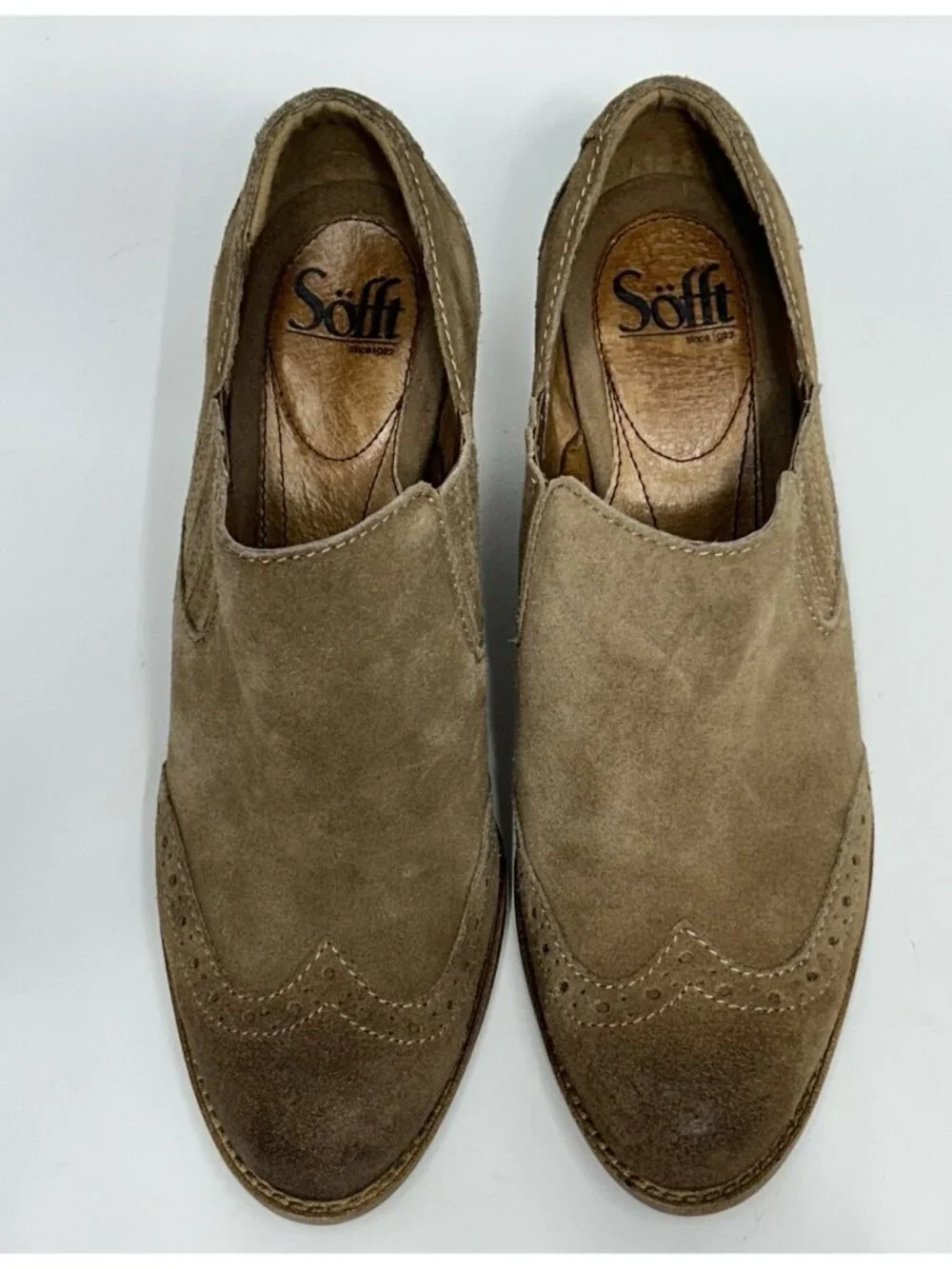Sofft Women’s Suede Ankle Bootie Size 8 Tan Slip on Boho Office Work